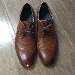 Men’s wing tip shoes, 10.5 wide, cognac. GUC